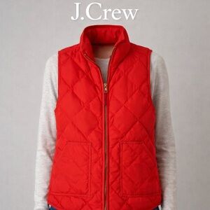 J. Crew Women's Vibrant Coral Quilted Vest
